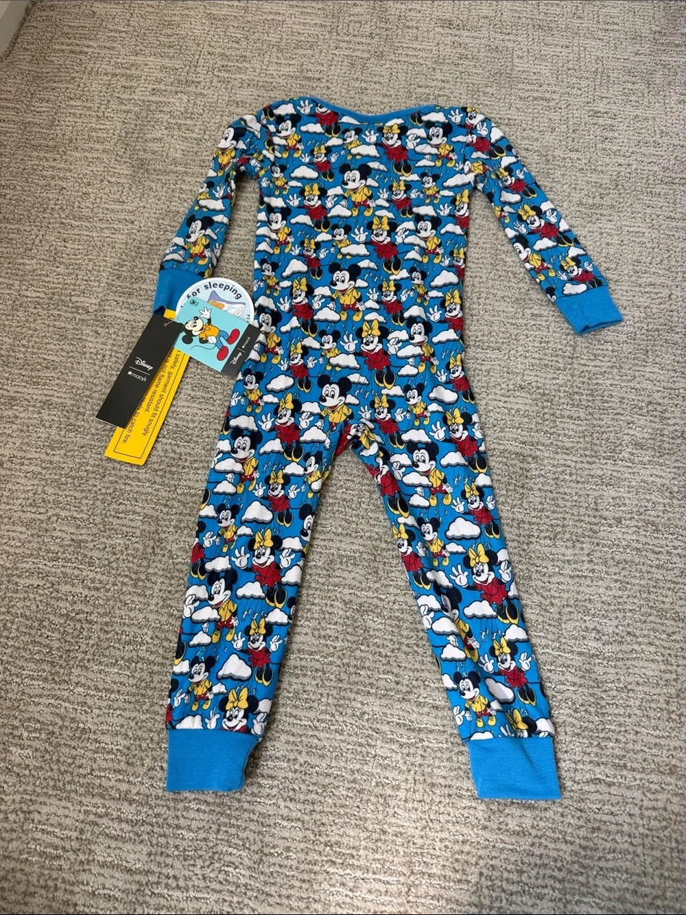 Disney Blue Mickey & Friends Printed One-Piece Zip Pajama